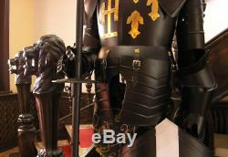 NEW 16GA Medieval Templar Knight Armor Full Body Crusader Combat Black Suit SCA