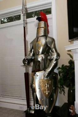 Rare Medieval Knight Suit Of Templar Armor WithLANCE Combat Full Body Armor Stand