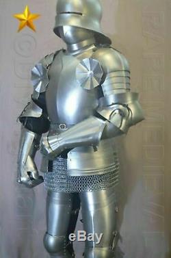 Rare SCA LARP Medieval Gothic Knight Full Suit of Armor 16th Century chain