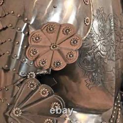 Renaissance Hussar Suit Of Armor Etched Medieval Knights Armour Wearable Costume