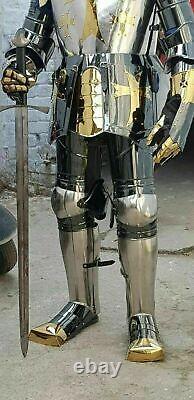 Rust Free Stainless Steel Full Knight Wearable Armor Suit Golden Finish handmade
