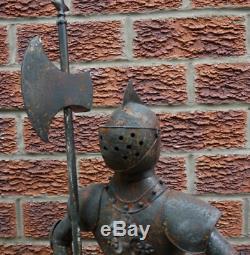 Rusty Style Metal Knight Suit Of Armour Medieval Statue Garden Indoors