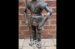 Rusty Style Metal Knight Suit Of Armour Medieval Statue Garden Indoors