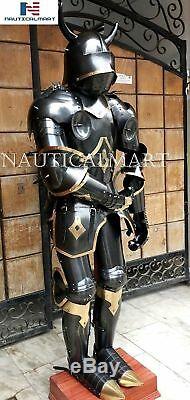 SCA LARP Templar Gothic Medieval Knight Combat Armor Full Suit With Stand Gift
