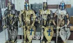Set Of 4 Medieval Knight Templar Armor Suit, Battle Warrior Full Body Armor Gift