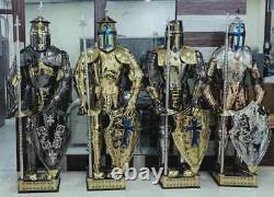 Set Of 4 Medieval Knight Templar Armor Suit, Battle Warrior Full Body Armor Gift