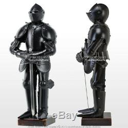 Stainless Steel Duke of Burgundy Suit of Armor Medieval Knight with Sword Black