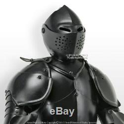Stainless Steel Duke of Burgundy Suit of Armor Medieval Knight with Sword Black