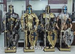 Stainless Steel Fully Wearable Medieval Templar Knight Full Suit Set of 4 Armour