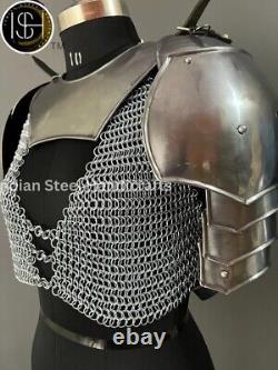 Steel Medieval Lady Knight Armor Female Fantasy Costume Cuirass Cosplay Suit