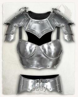 Steel Medieval jacket Knight Queen Lady Woman Half Body Armor Suit Costume Gift
