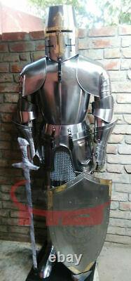 Templar Suit Of Armour Medieval Knight Combat Full Body Armor With SWORD & stand