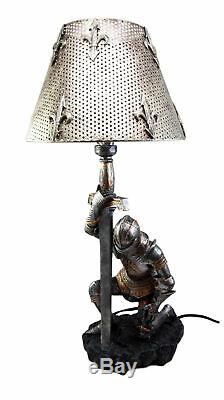 The Accolade Medieval Kneeling Knight Suit of Armor Table Lamp Figurine 22.5H