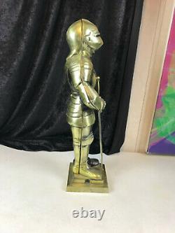 Vintage Suit of Armor Knight Statue Brass Bronze Color Base 24.5 tall Medieval