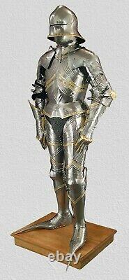Wearable Medieval Knight Suit Of Armor Crusader Brass Full Body Armour Costume