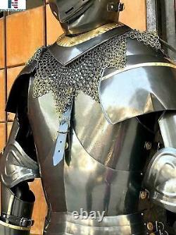 Wearable Stainless Steel Medieval Knight Suit Of Armour Crusader Full Body Props