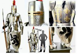 X-Mas Medieval Knight Suit Of Full Body Armour Mild Steel Templar Armor LO53